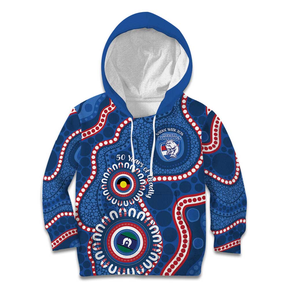 Western Bulldogs NAIDOC 2026 Personalised Kid Hoodie 50 Years of Deadly Aboriginal Art