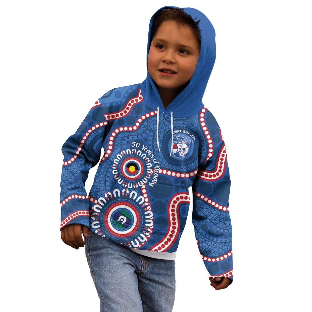 Western Bulldogs NAIDOC 2026 Personalised Kid Hoodie 50 Years of Deadly Aboriginal Art