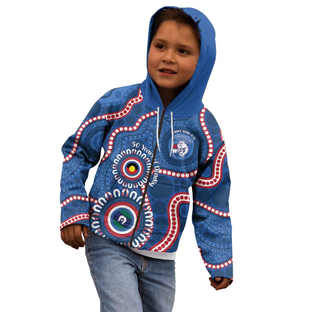 Western Bulldogs NAIDOC 2026 Personalised Kid Hoodie 50 Years of Deadly Aboriginal Art
