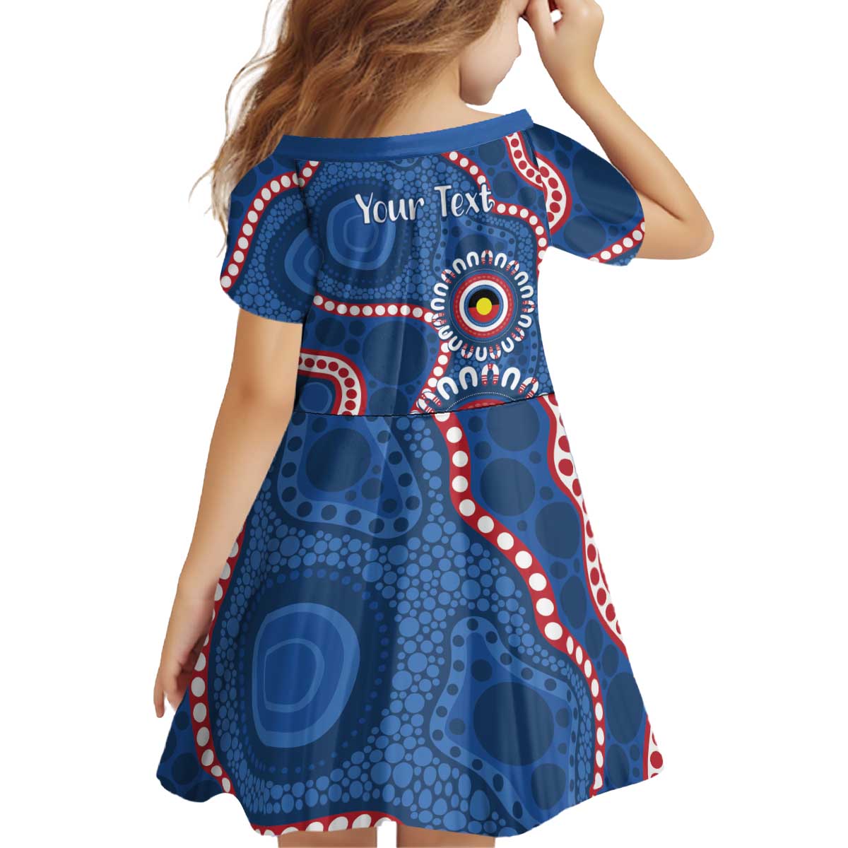 Western Bulldogs NAIDOC 2026 Personalised Kid Short Sleeve Dress 50 Years of Deadly Aboriginal Art