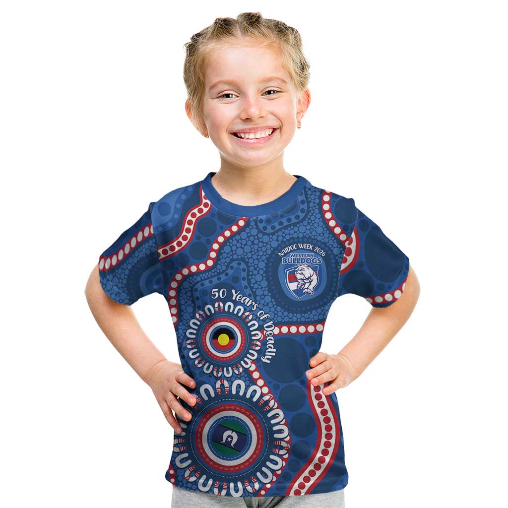 Western Bulldogs NAIDOC 2026 Personalised Kid T Shirt 50 Years of Deadly Aboriginal Art