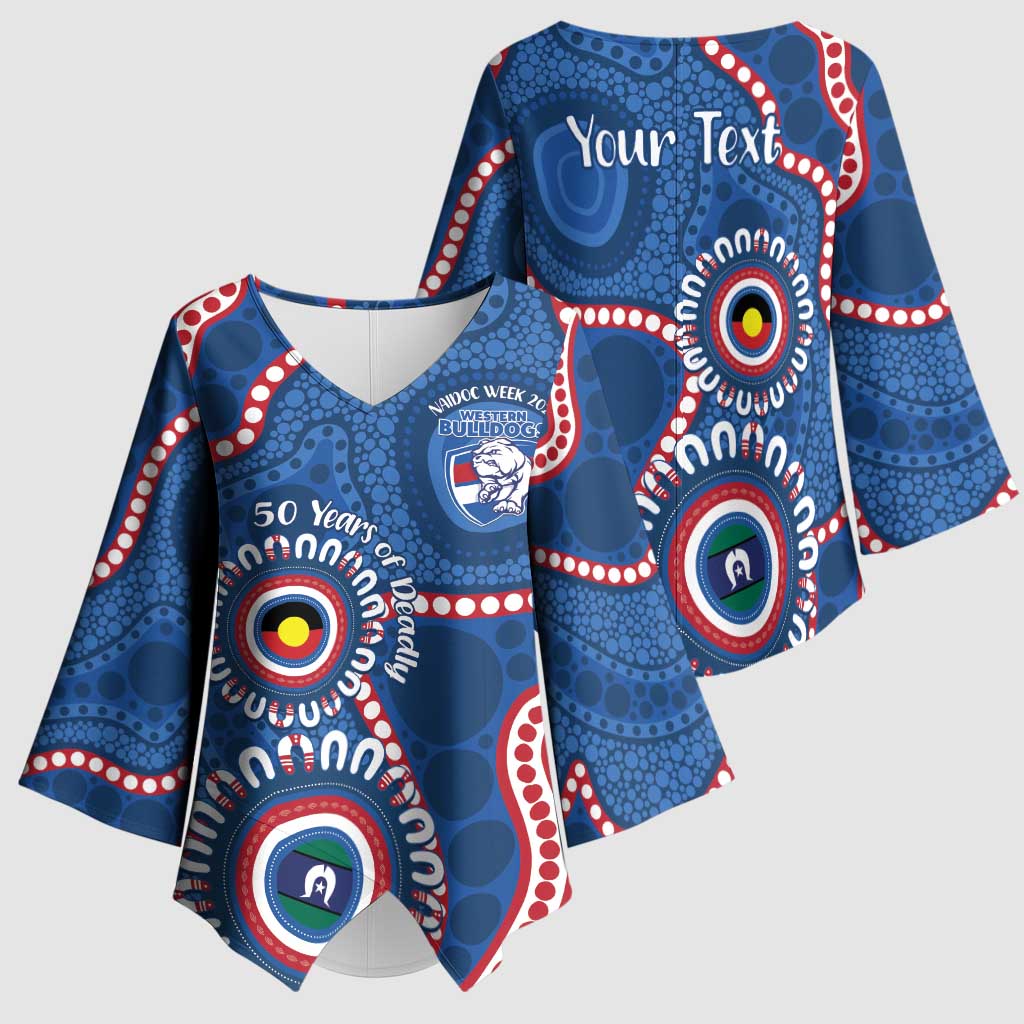 Western Bulldogs NAIDOC 2026 Personalised Kimono Sleeve Blouse 50 Years of Deadly Aboriginal Art