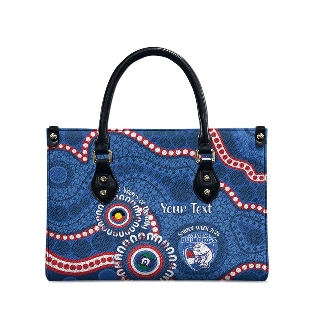 Western Bulldogs NAIDOC 2026 Personalised Leather Bag 50 Years of Deadly Aboriginal Art
