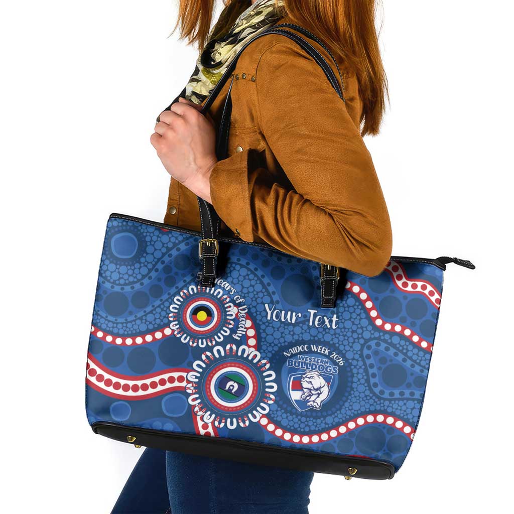 Western Bulldogs NAIDOC 2026 Personalised Leather Tote Bag 50 Years of Deadly Aboriginal Art