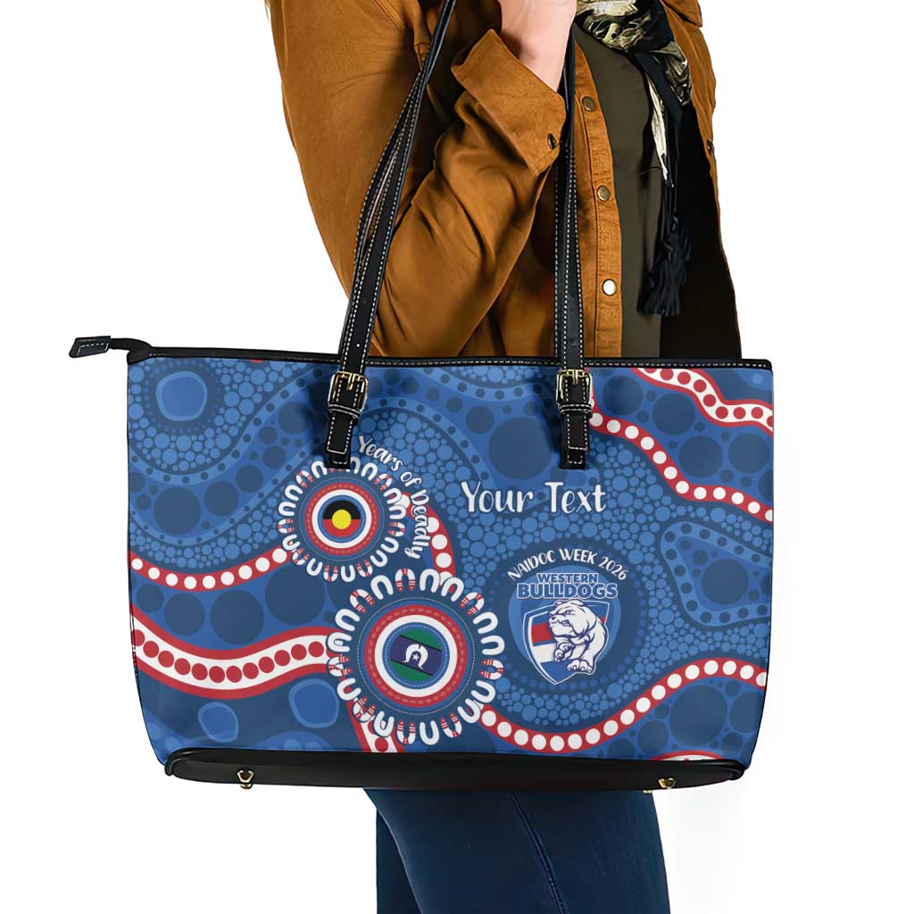 Western Bulldogs NAIDOC 2026 Personalised Leather Tote Bag 50 Years of Deadly Aboriginal Art
