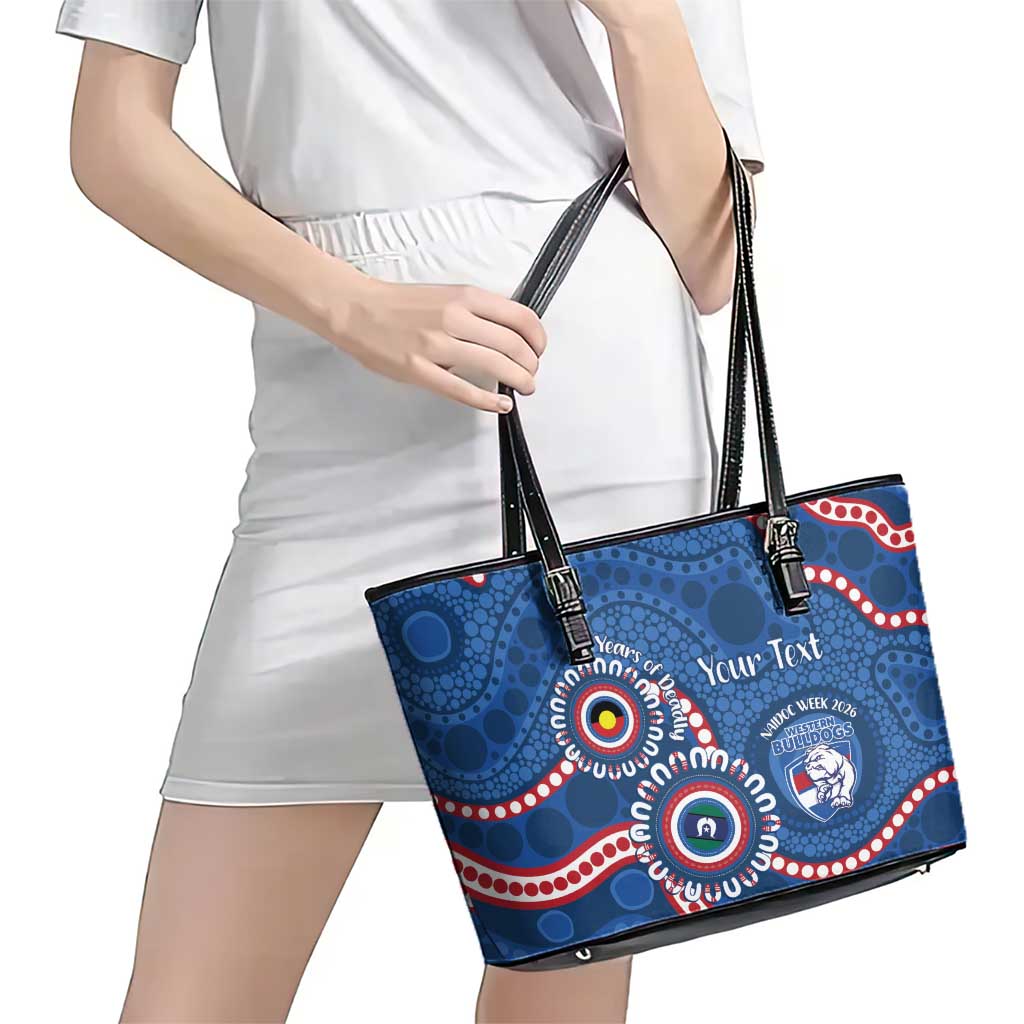 Western Bulldogs NAIDOC 2026 Personalised Leather Tote Bag 50 Years of Deadly Aboriginal Art