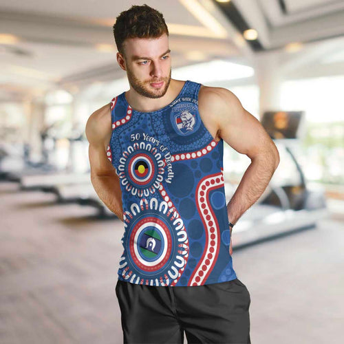 Western Bulldogs NAIDOC 2026 Personalised Men Tank Top 50 Years of Deadly Aboriginal Art