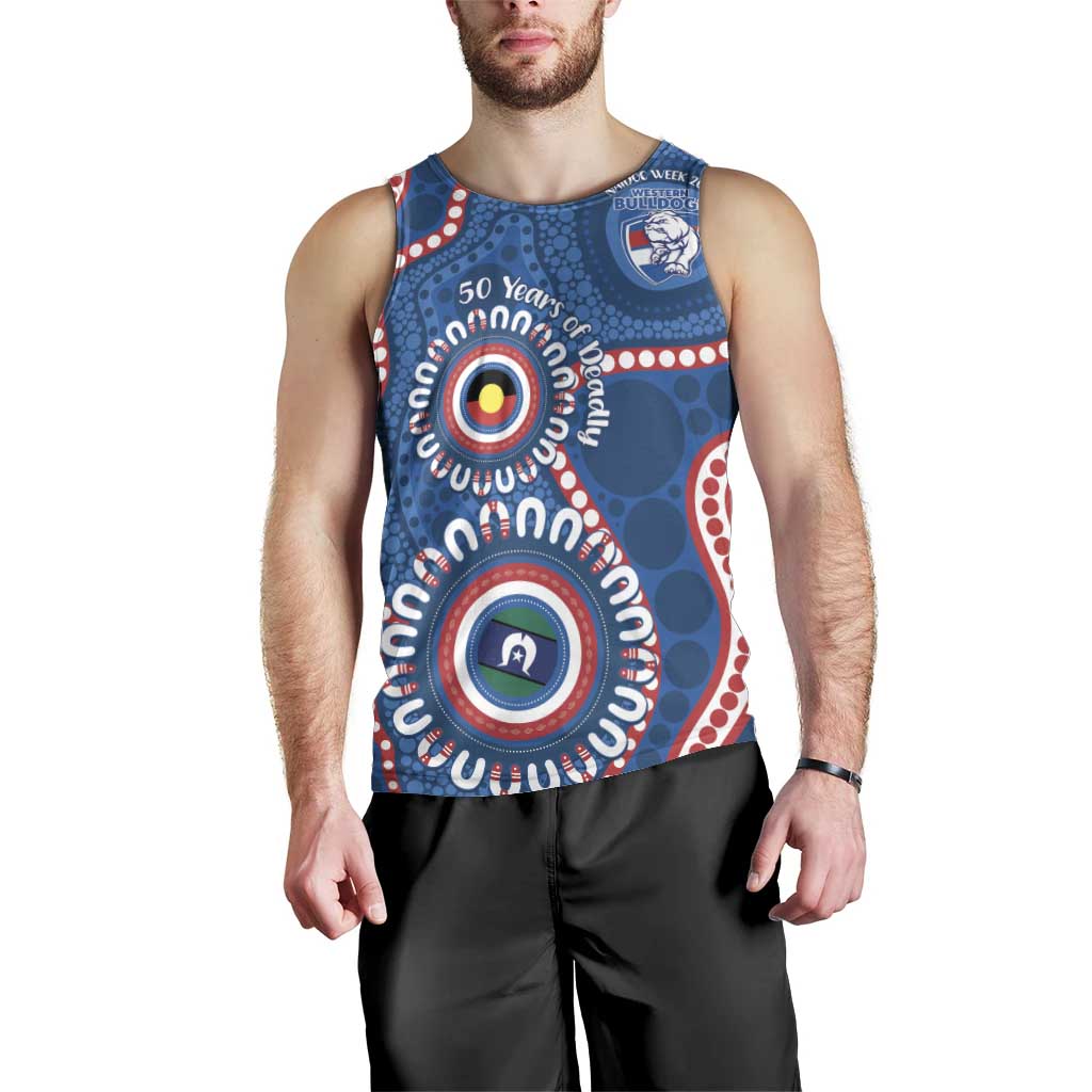 Western Bulldogs NAIDOC 2026 Personalised Men Tank Top 50 Years of Deadly Aboriginal Art