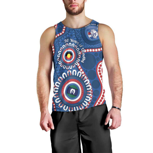 Western Bulldogs NAIDOC 2026 Personalised Men Tank Top 50 Years of Deadly Aboriginal Art