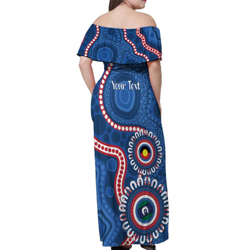 Western Bulldogs NAIDOC 2026 Personalised Off Shoulder Maxi Dress 50 Years of Deadly Aboriginal Art