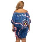 Western Bulldogs NAIDOC 2026 Personalised Off Shoulder Short Dress 50 Years of Deadly Aboriginal Art