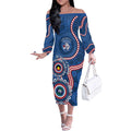Western Bulldogs NAIDOC 2026 Personalised Off The Shoulder Long Sleeve Dress 50 Years of Deadly Aboriginal Art