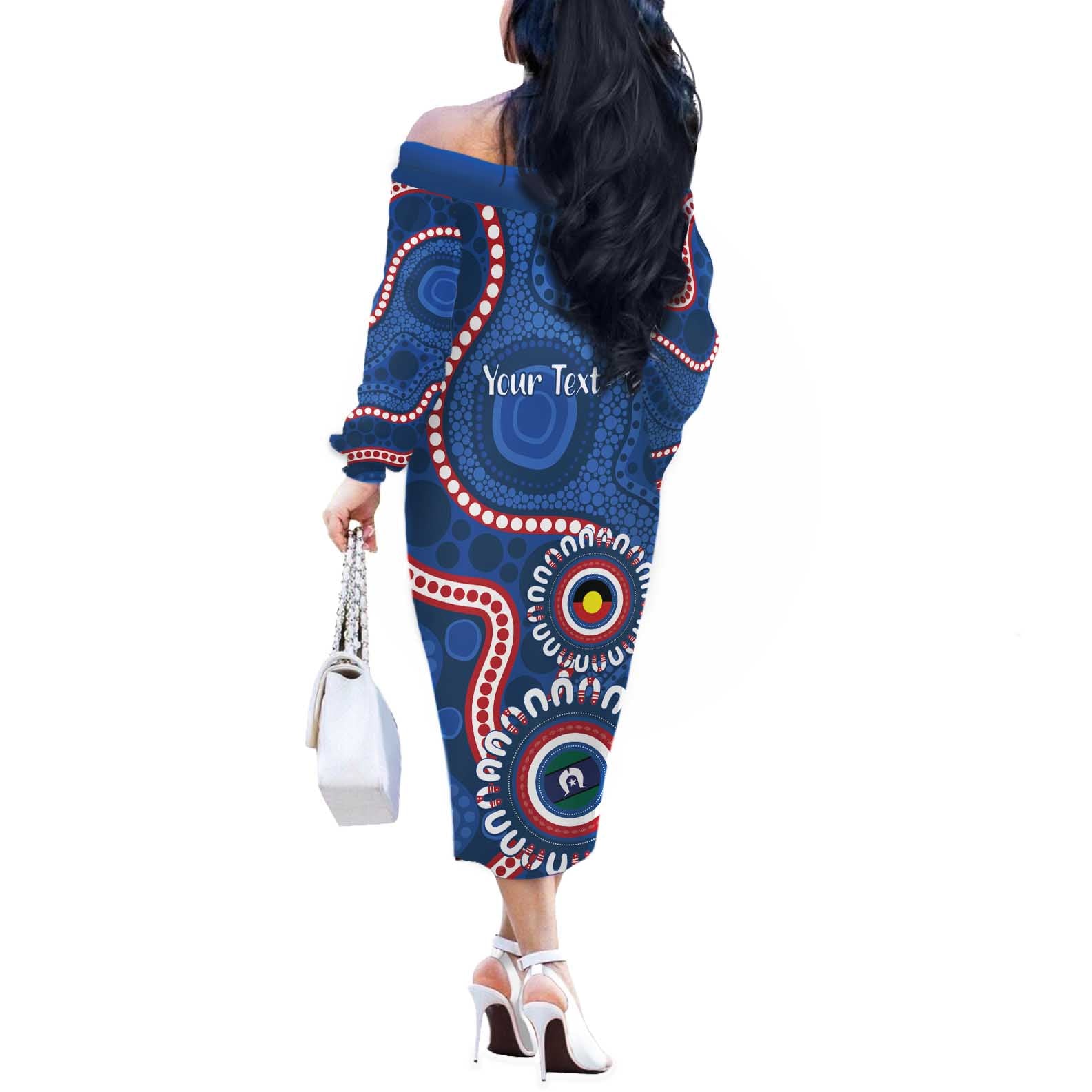 Western Bulldogs NAIDOC 2026 Personalised Off The Shoulder Long Sleeve Dress 50 Years of Deadly Aboriginal Art