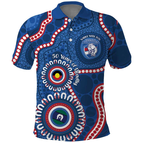 Western Bulldogs NAIDOC 2026 Personalised Polo Shirt 50 Years of Deadly Aboriginal Art