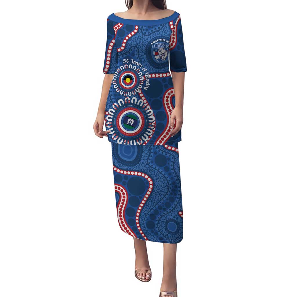 Western Bulldogs NAIDOC 2026 Personalised Puletasi 50 Years of Deadly Aboriginal Art
