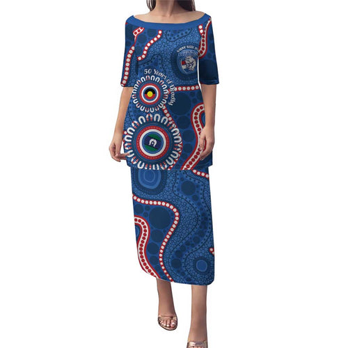 Western Bulldogs NAIDOC 2026 Personalised Puletasi 50 Years of Deadly Aboriginal Art