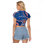 Western Bulldogs NAIDOC 2026 Personalised Raglan Cropped T Shirt 50 Years of Deadly Aboriginal Art