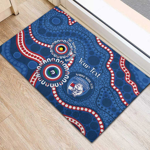 Western Bulldogs NAIDOC 2026 Personalised Rubber Doormat 50 Years of Deadly Aboriginal Art