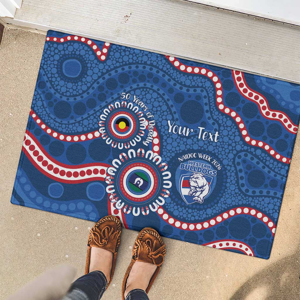 Western Bulldogs NAIDOC 2026 Personalised Rubber Doormat 50 Years of Deadly Aboriginal Art