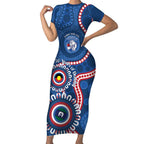 Western Bulldogs NAIDOC 2026 Personalised Short Sleeve Bodycon Dress 50 Years of Deadly Aboriginal Art