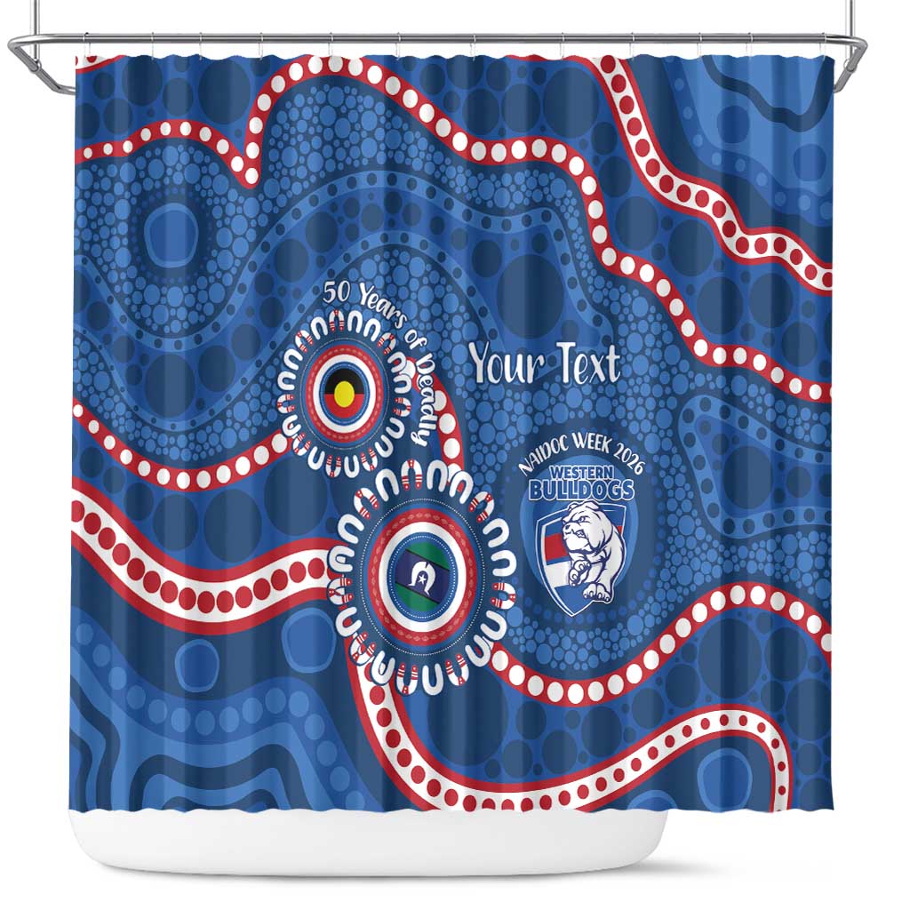 Western Bulldogs NAIDOC 2026 Personalised Shower Curtain 50 Years of Deadly Aboriginal Art