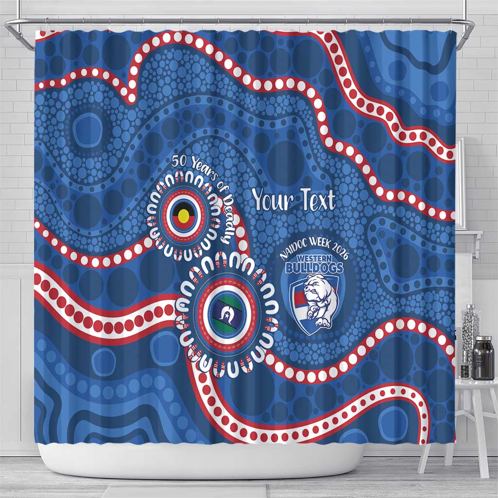 Western Bulldogs NAIDOC 2026 Personalised Shower Curtain 50 Years of Deadly Aboriginal Art