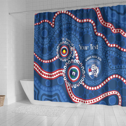 Western Bulldogs NAIDOC 2026 Personalised Shower Curtain 50 Years of Deadly Aboriginal Art