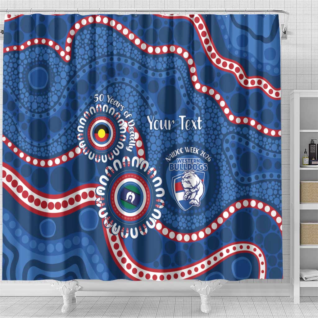 Western Bulldogs NAIDOC 2026 Personalised Shower Curtain 50 Years of Deadly Aboriginal Art
