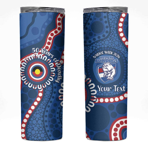 Western Bulldogs NAIDOC 2026 Personalised Skinny Tumbler 50 Years of Deadly Aboriginal Art