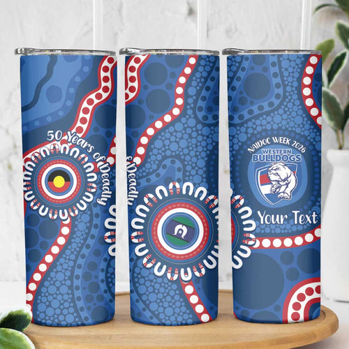 Western Bulldogs NAIDOC 2026 Personalised Skinny Tumbler 50 Years of Deadly Aboriginal Art