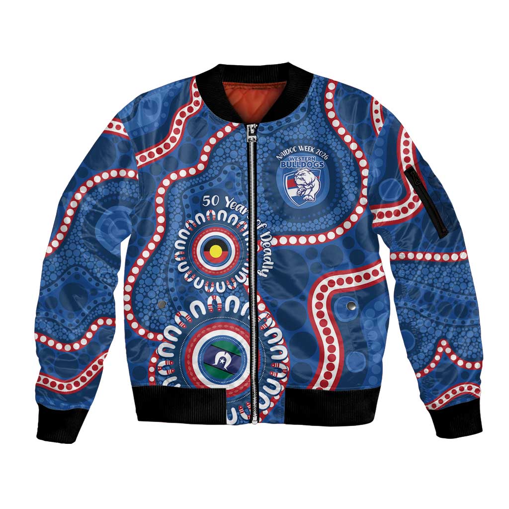 Western Bulldogs NAIDOC 2026 Personalised Sleeve Zip Bomber Jacket 50 Years of Deadly Aboriginal Art