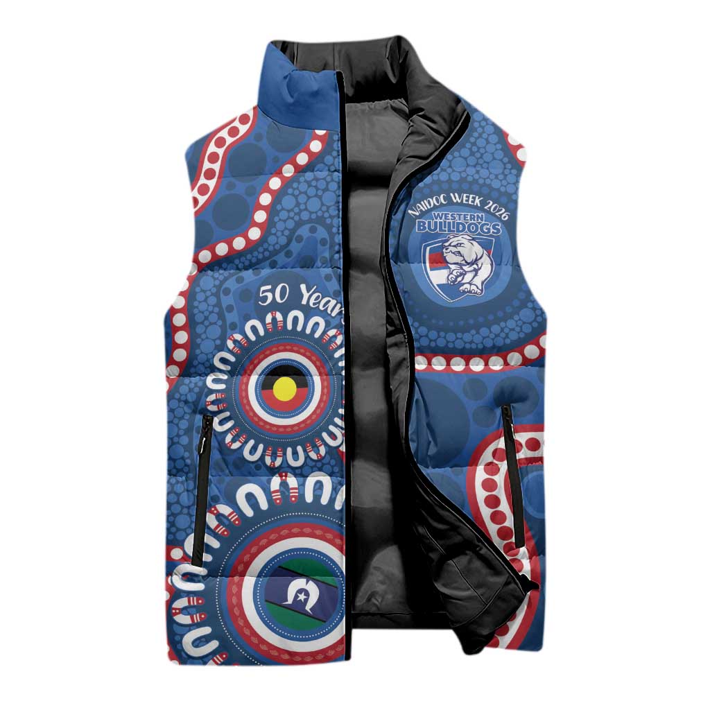 Western Bulldogs NAIDOC 2026 Personalised Sleeveless Puffer Jacket 50 Years of Deadly Aboriginal Art