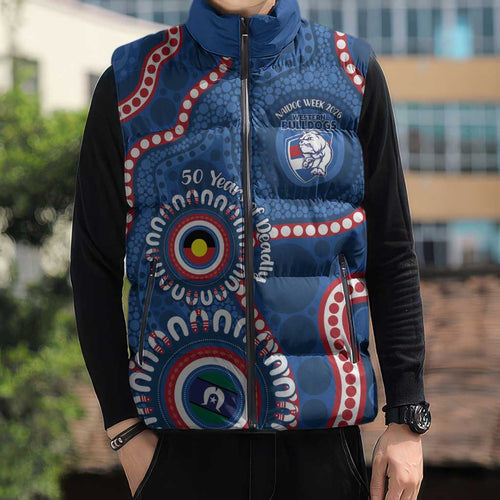 Western Bulldogs NAIDOC 2026 Personalised Sleeveless Puffer Jacket 50 Years of Deadly Aboriginal Art