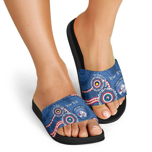 Western Bulldogs NAIDOC 2026 Personalised Slide Sandals 50 Years of Deadly Aboriginal Art