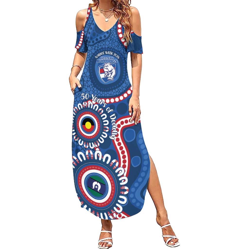 Western Bulldogs NAIDOC 2026 Personalised Summer Maxi Dress 50 Years of Deadly Aboriginal Art