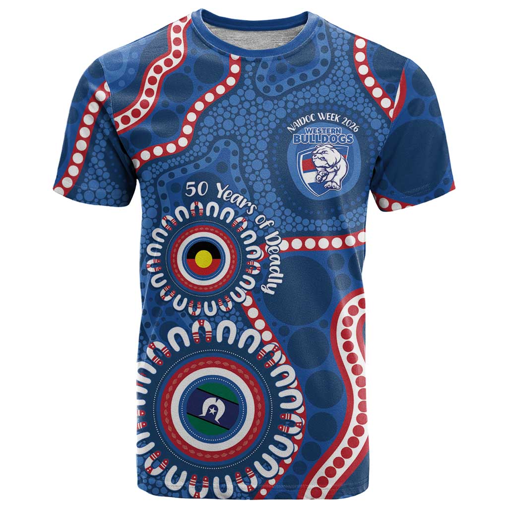 Western Bulldogs NAIDOC 2026 Personalised T Shirt 50 Years of Deadly Aboriginal Art