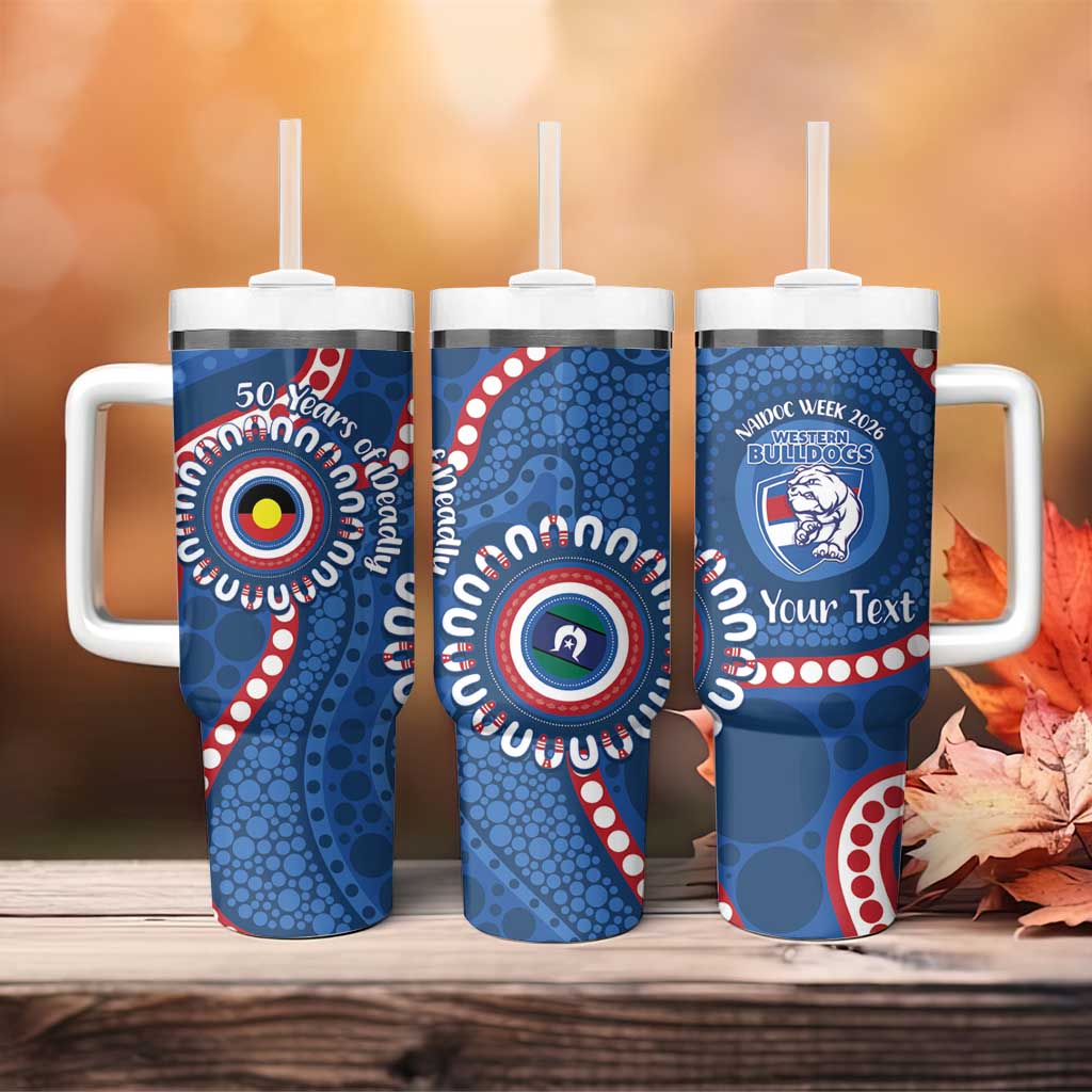 Western Bulldogs NAIDOC 2026 Personalised Tumbler With Handle 50 Years of Deadly Aboriginal Art
