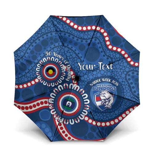 Western Bulldogs NAIDOC 2026 Personalised Umbrella 50 Years of Deadly Aboriginal Art