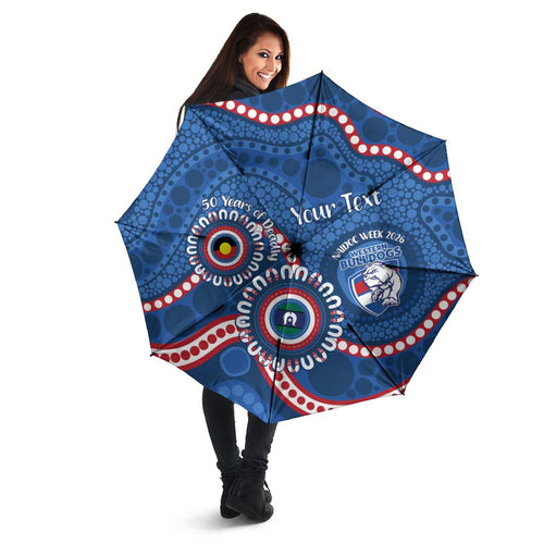 Western Bulldogs NAIDOC 2026 Personalised Umbrella 50 Years of Deadly Aboriginal Art