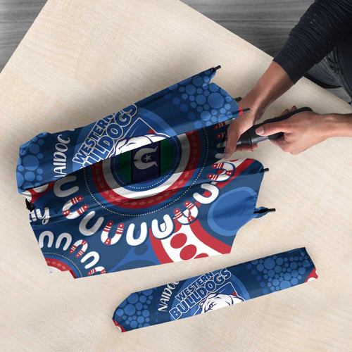 Western Bulldogs NAIDOC 2026 Personalised Umbrella 50 Years of Deadly Aboriginal Art