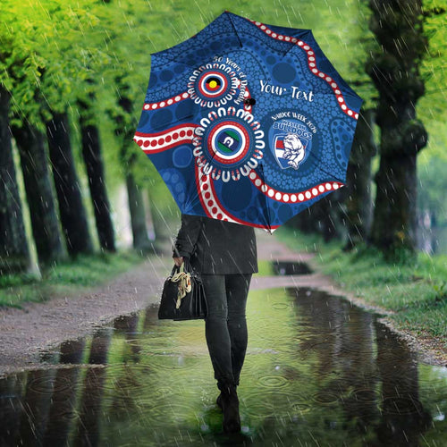 Western Bulldogs NAIDOC 2026 Personalised Umbrella 50 Years of Deadly Aboriginal Art