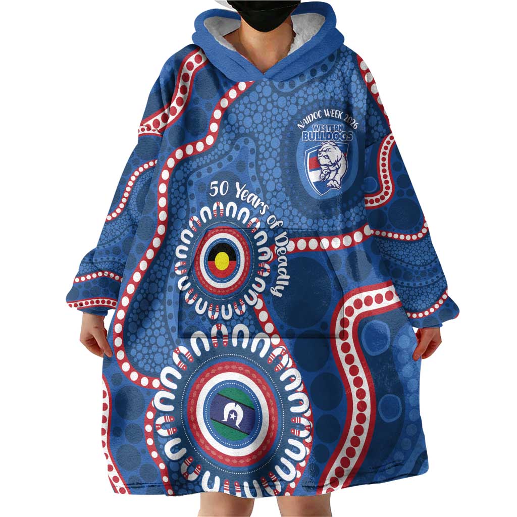 Western Bulldogs NAIDOC 2026 Personalised Wearable Blanket Hoodie 50 Years of Deadly Aboriginal Art