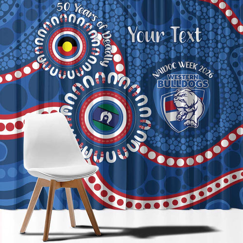 Western Bulldogs NAIDOC 2026 Personalised Window Curtain 50 Years of Deadly Aboriginal Art