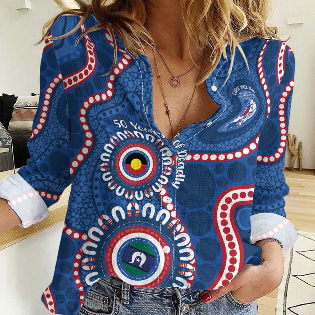 Western Bulldogs NAIDOC 2026 Personalised Women Casual Shirt 50 Years of Deadly Aboriginal Art