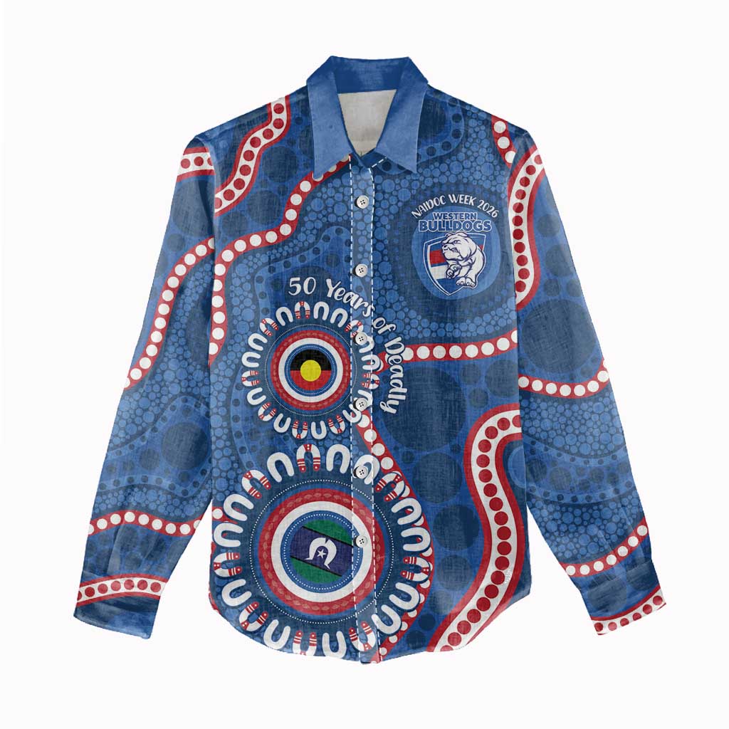 Western Bulldogs NAIDOC 2026 Personalised Women Casual Shirt 50 Years of Deadly Aboriginal Art