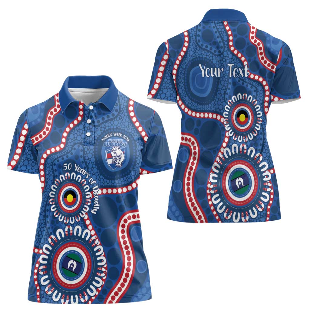 Western Bulldogs NAIDOC 2026 Personalised Women Polo Shirt 50 Years of Deadly Aboriginal Art