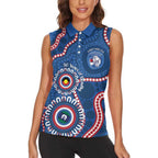 Western Bulldogs NAIDOC 2026 Personalised Women Sleeveless Polo Shirt 50 Years of Deadly Aboriginal Art