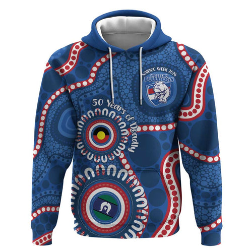 Western Bulldogs NAIDOC 2026 Personalised Zip Hoodie 50 Years of Deadly Aboriginal Art