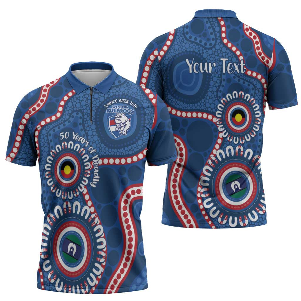 Western Bulldogs NAIDOC 2026 Personalised Zipper Polo Shirt 50 Years of Deadly Aboriginal Art