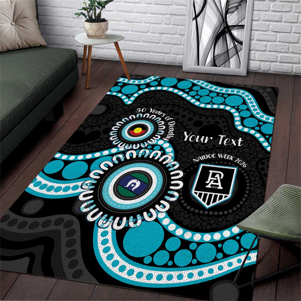 Port Adelaide NAIDOC 2026 Personalised Area Rug 50 Years of Deadly Aboriginal Art